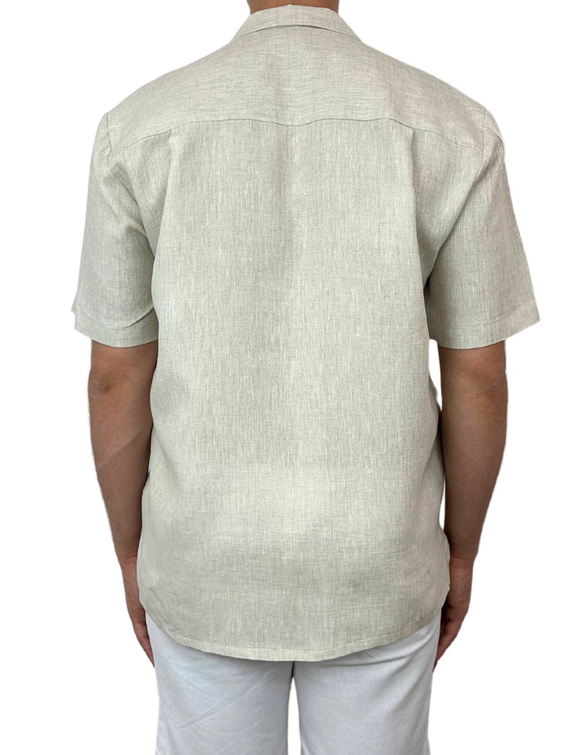Byron Bay Oatmeal Linen S/S Big Mens Shirt