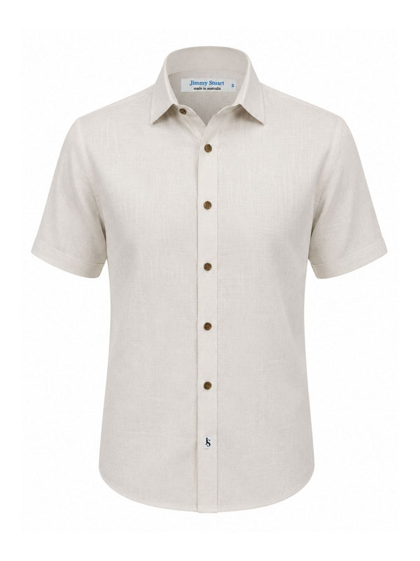 Byron Bay Oatmeal Linen S/S Big Mens Shirt
