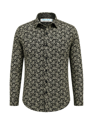 Oil Paisley L/S Big Mens Shirt – Black