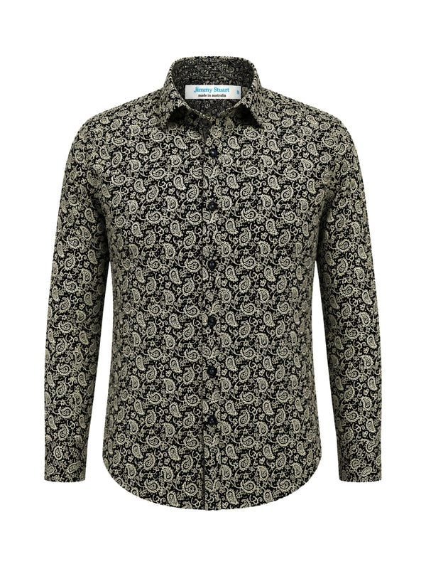 Oil Paisley L/S Big Mens Shirt – Black