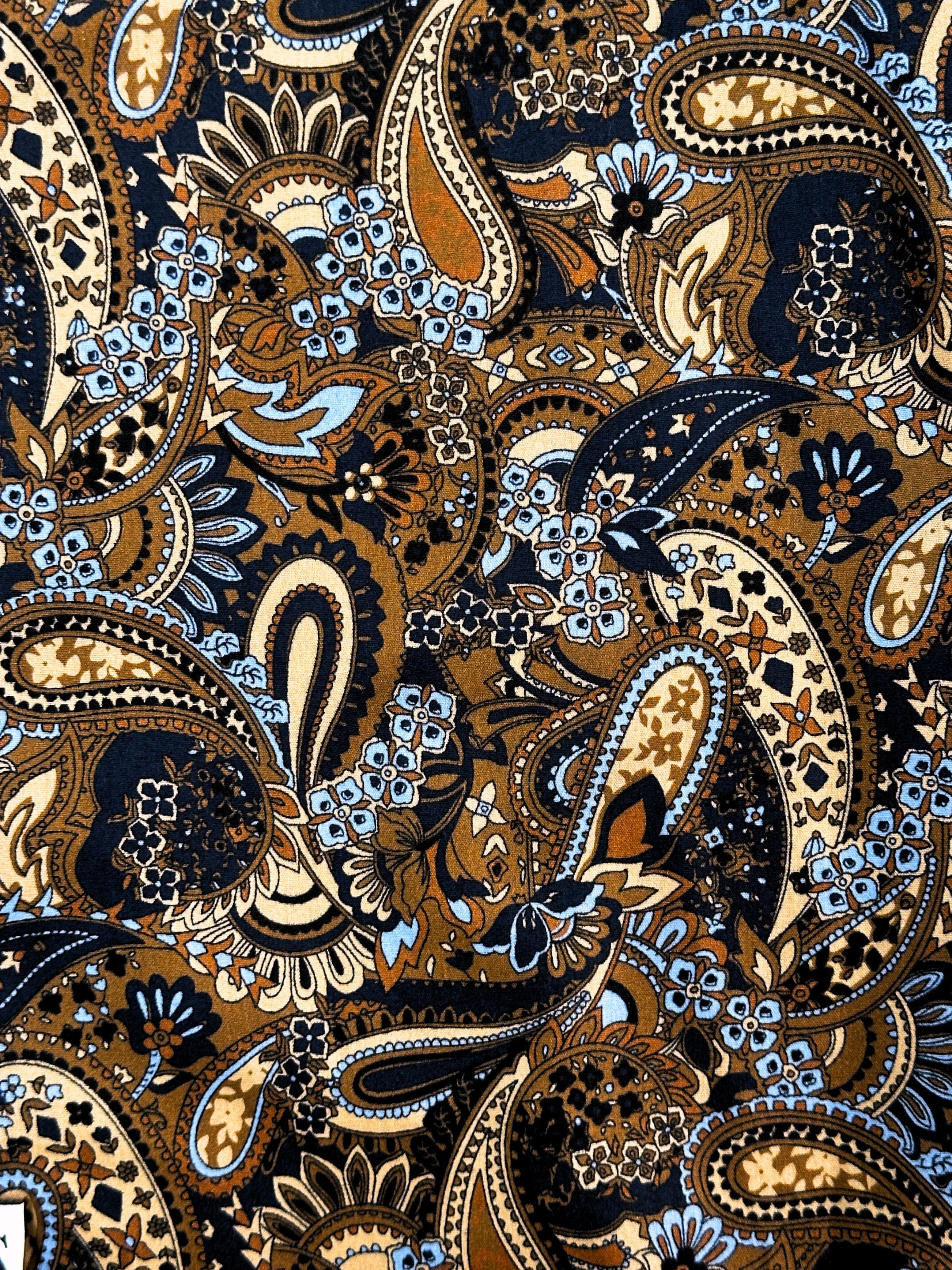 Old World Paisley Cotton L/S Shirt - Brown