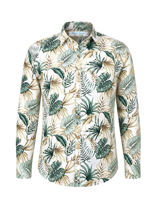 Olympus Floral Cotton L/S Shirt - Yellow/Green