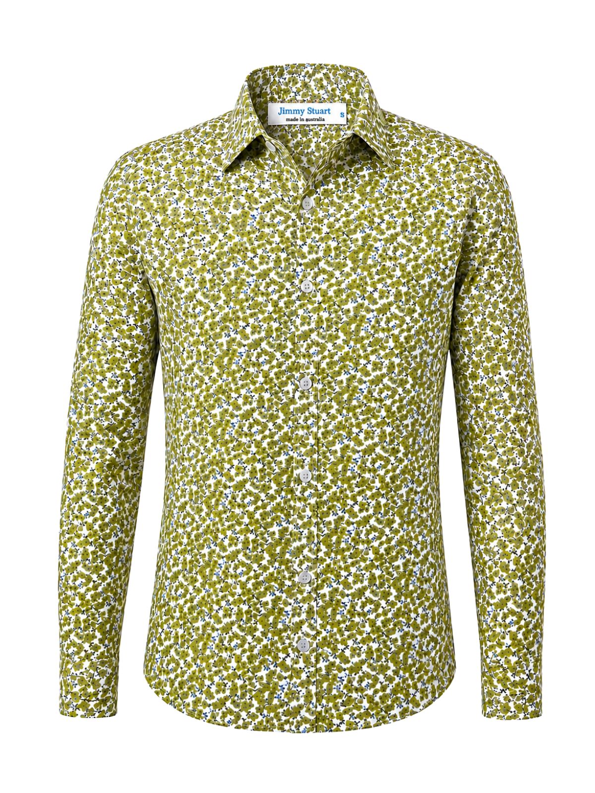 Orchid Floral Cotton Big Mens Long Sleeve - Green