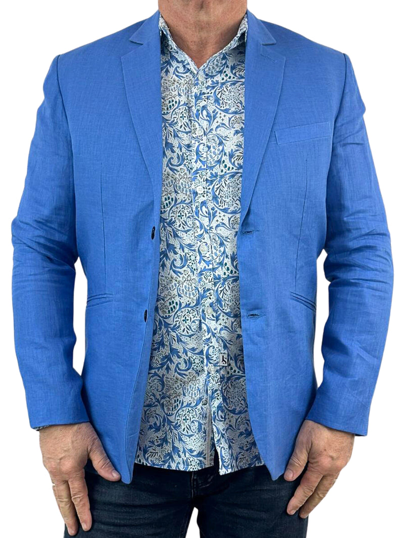 Pacific Abstract Cotton L/S Big Mens Shirt – Blue