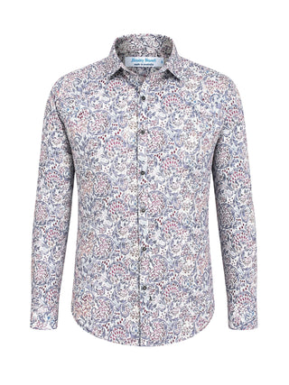 Pacific Abstract Cotton L/S Shirt - Red