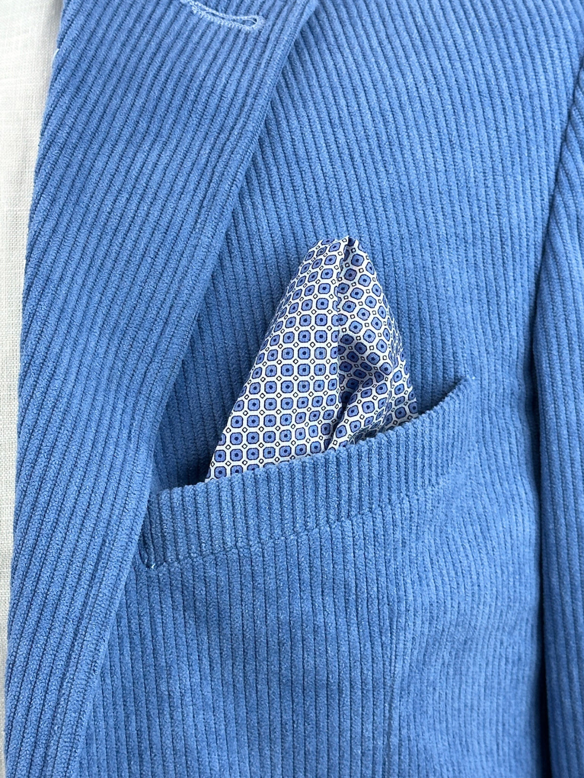 Pacman Cotton Pocket Square - Blue