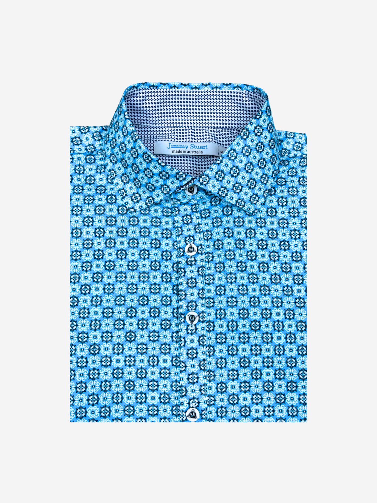 Palm Springs Abstract Cotton S/S Big Mens Shirt - Blue