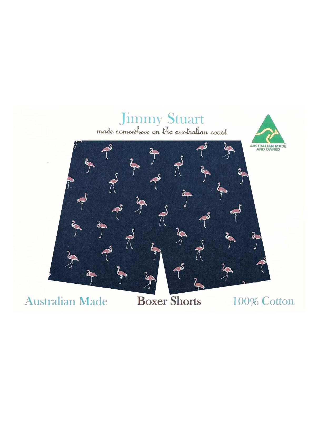 Pink Flamingos Abstract Cotton Boxer Short - Navy