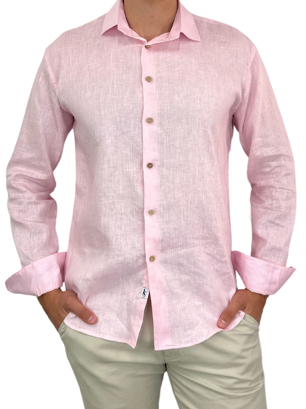 Byron Bay Linen L/S Shirt - Baby Pink
