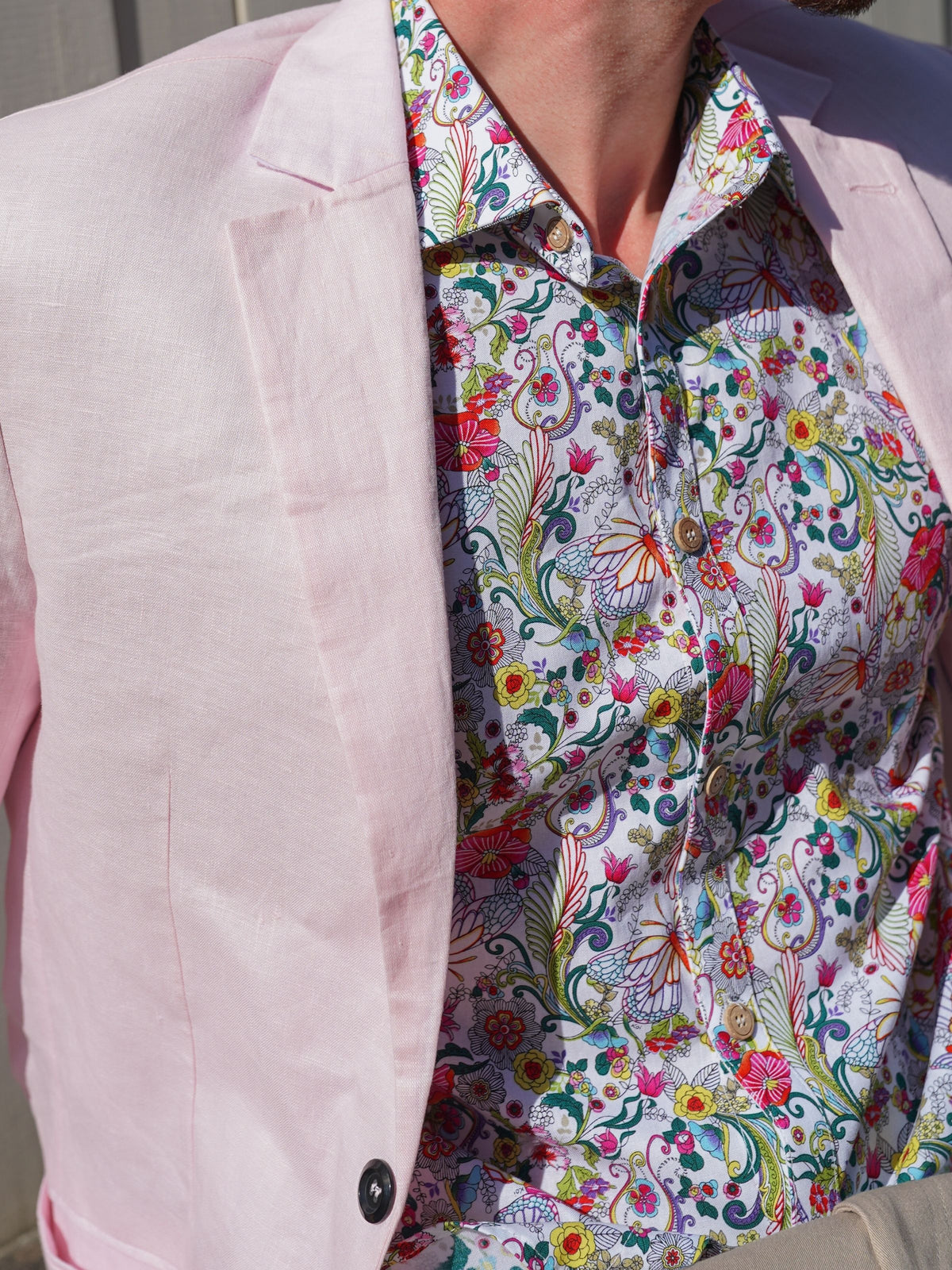 Choir Floral Cotton L/S Shirt - White/Pink