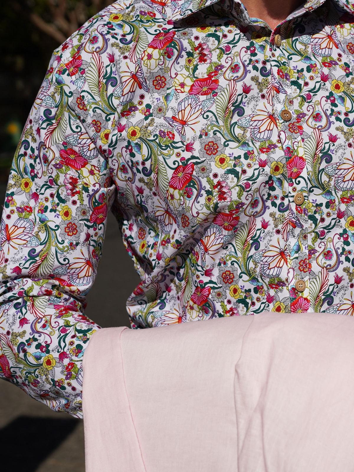 Choir Floral Cotton L/S Shirt - White/Pink