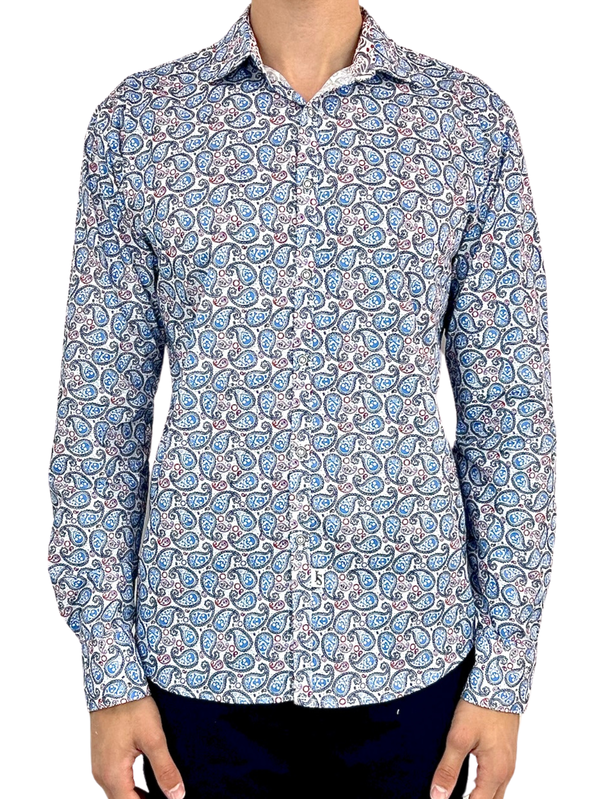 Pirate Paisley Cotton L/S Shirt - Blue