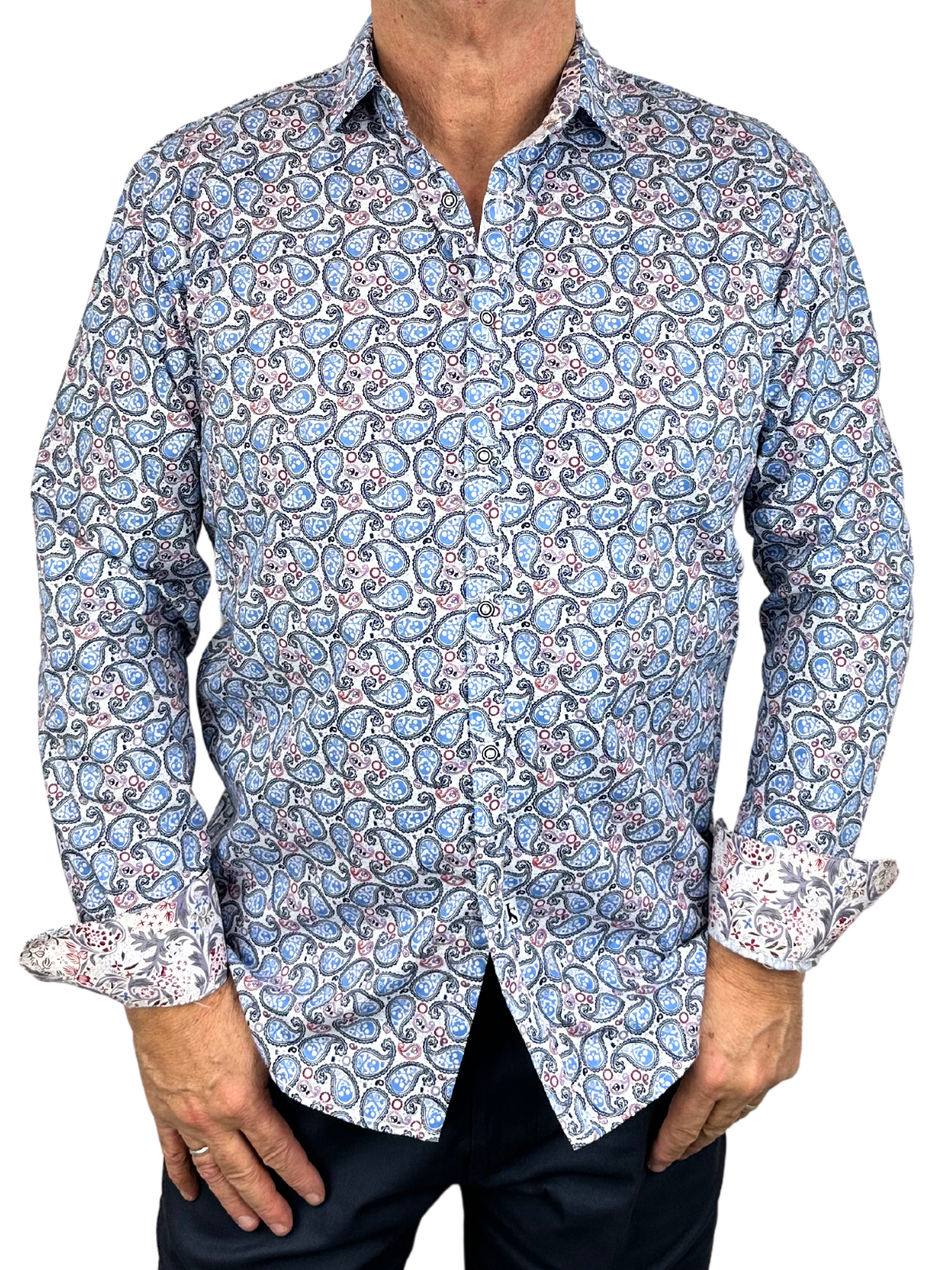 Pirate Paisley Cotton L/S Shirt - Blue