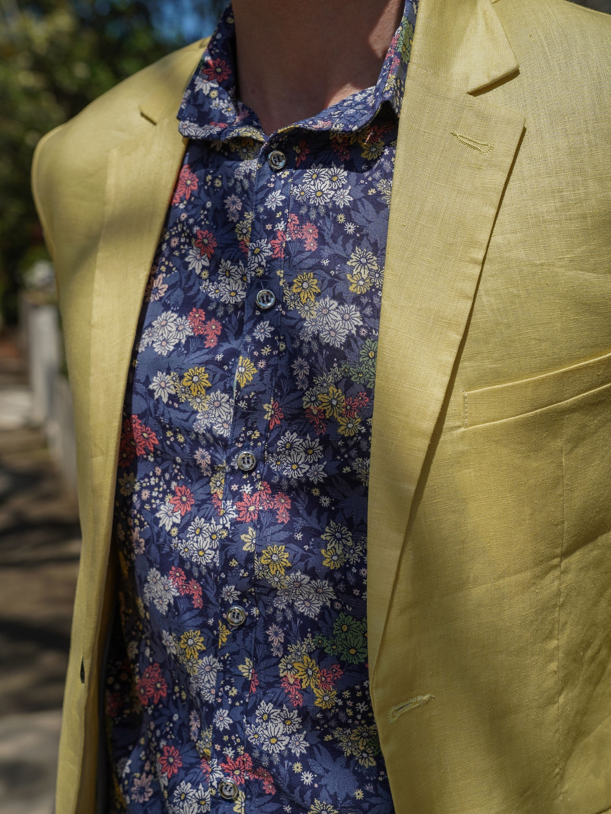 Meadow Floral Cotton L/S Shirt - Navy/Multi