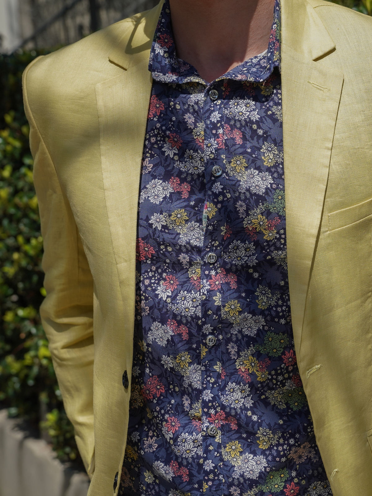 Meadow Floral Cotton L/S Shirt - Navy/Multi