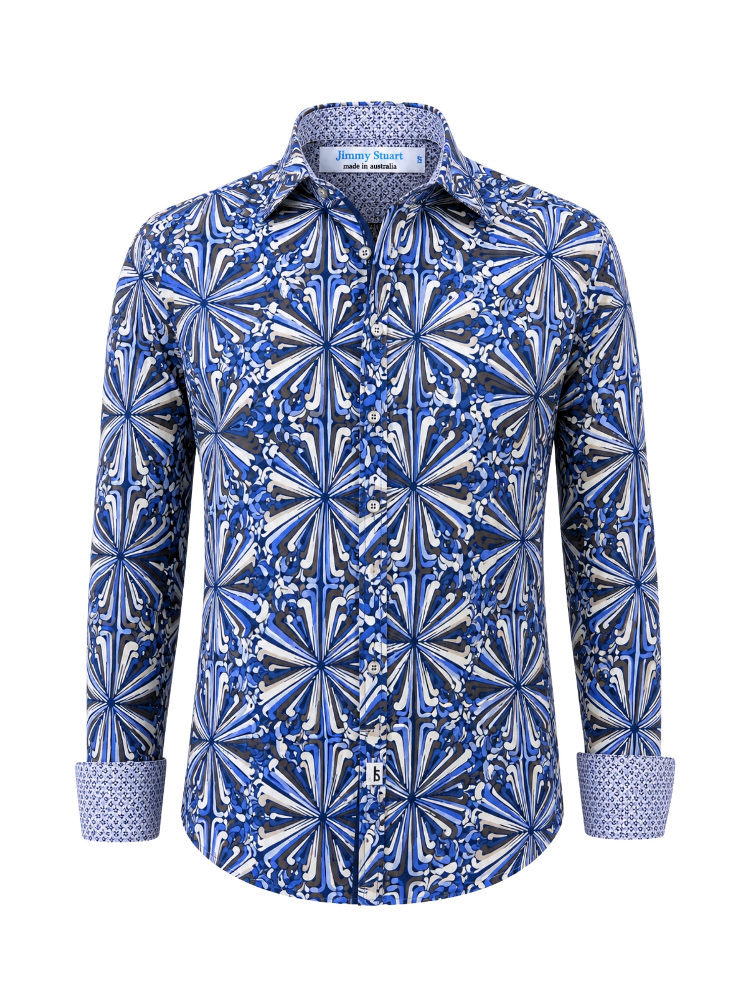 Prism Abstract Cotton L/S Shirt - Blue