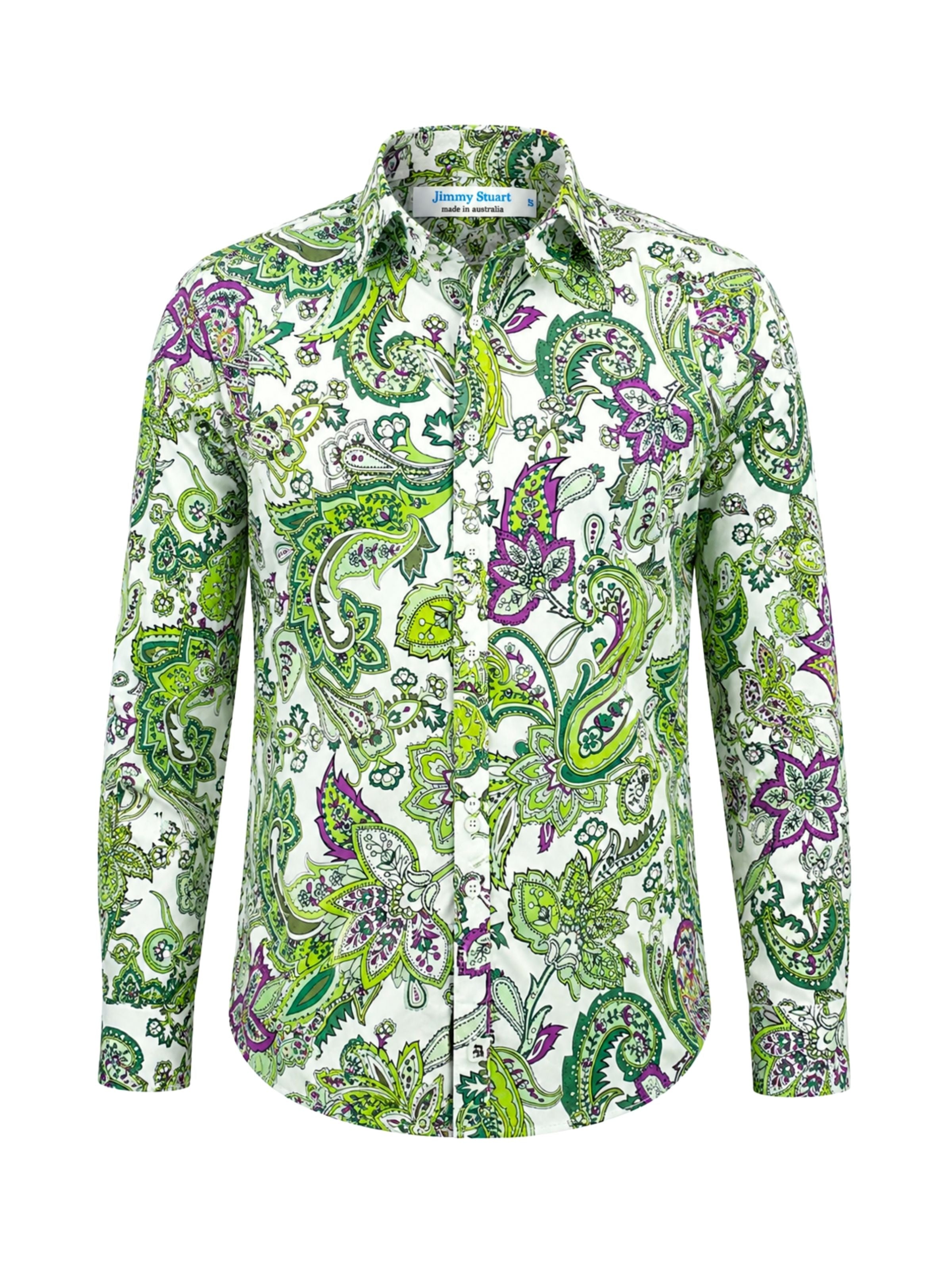 Razor Paisley Cotton L/S Shirt - Green