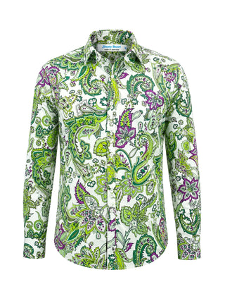 Razor Paisley Cotton L/S Shirt - Green