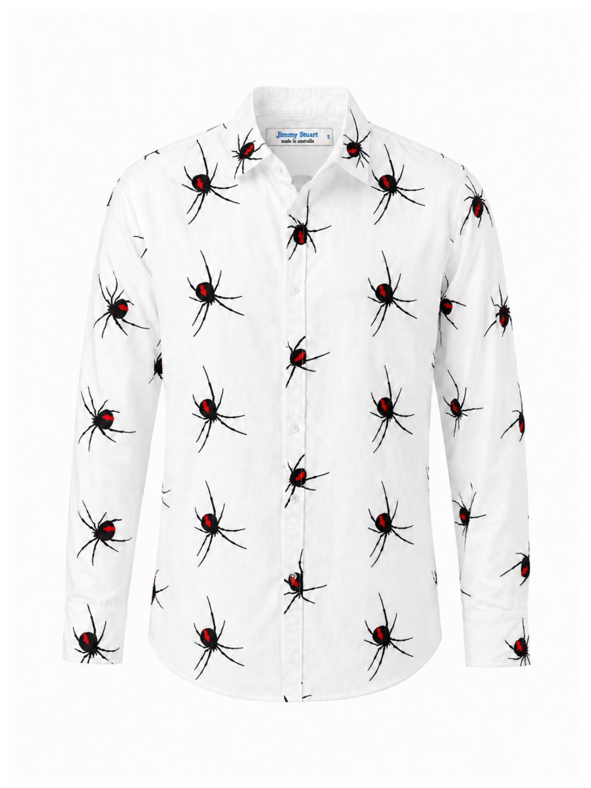 Redback Embroidered Cotton L/S Shirt - White/Black