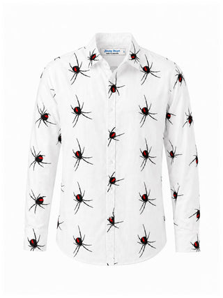 Redback Embroidered Cotton L/S Shirt - White/Black