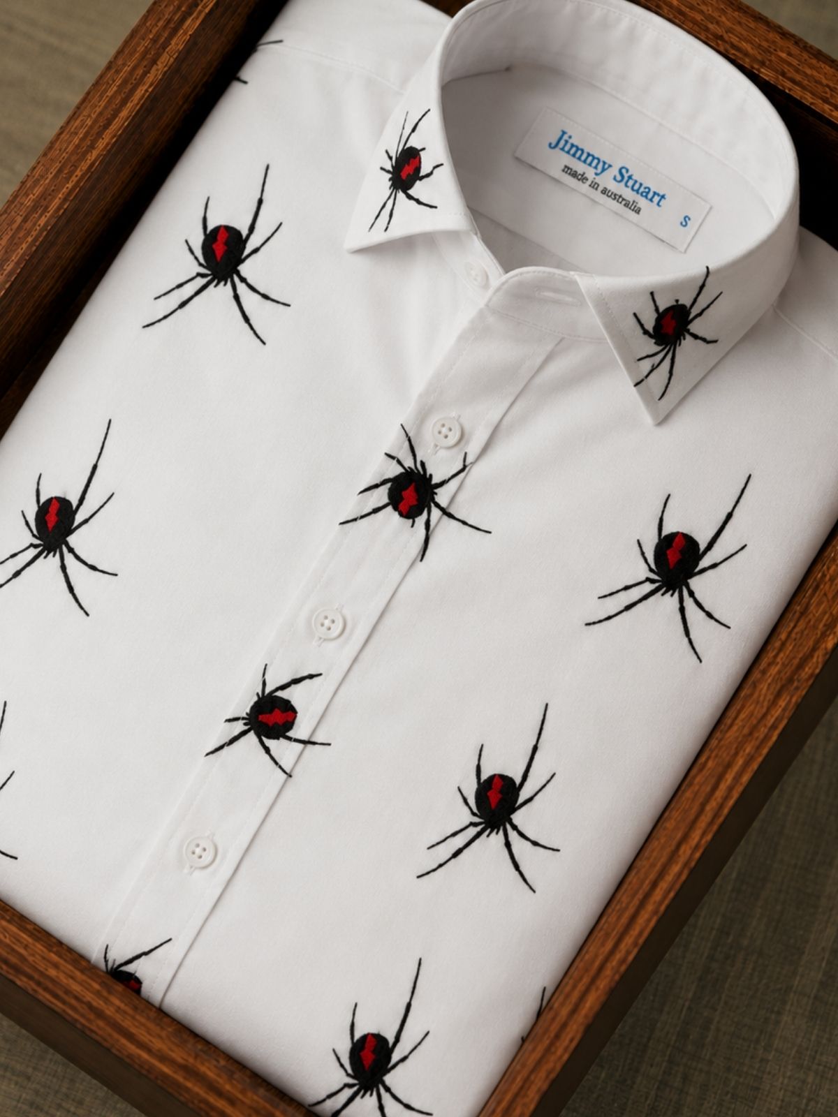Redback Embroidered Cotton L/S Shirt - White/Black