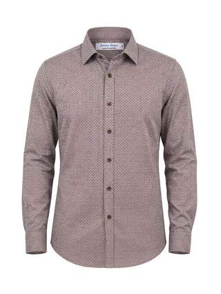 Religion Geometric Cotton Long Sleeve Shirt - Grey/White/Red