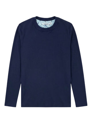 Navy Ribbed Cotton L/S Tee
