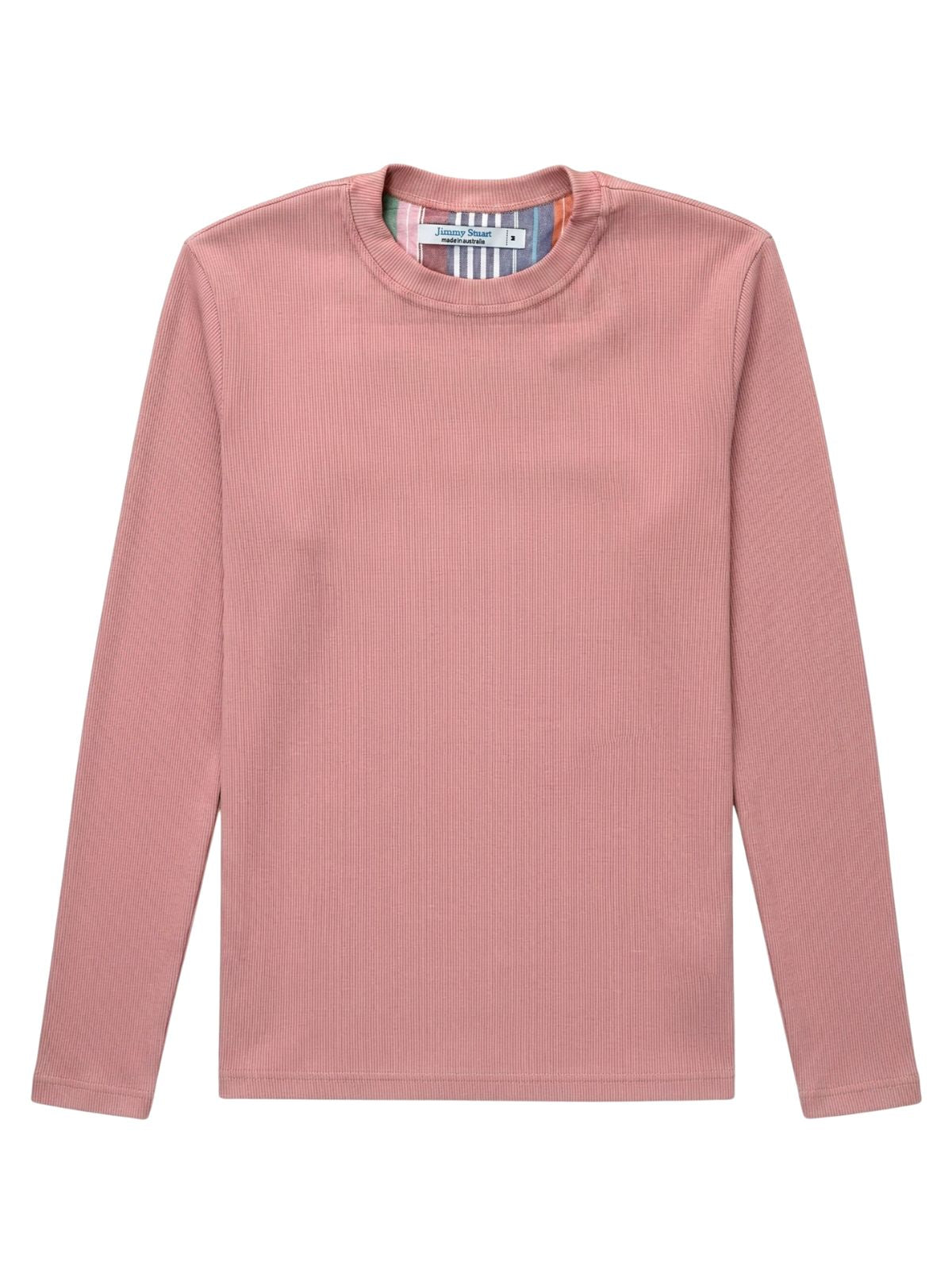 Pink Ribbed Cotton L/S Tee