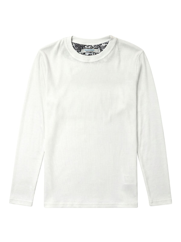 White Ribbed Cotton L/S Tee