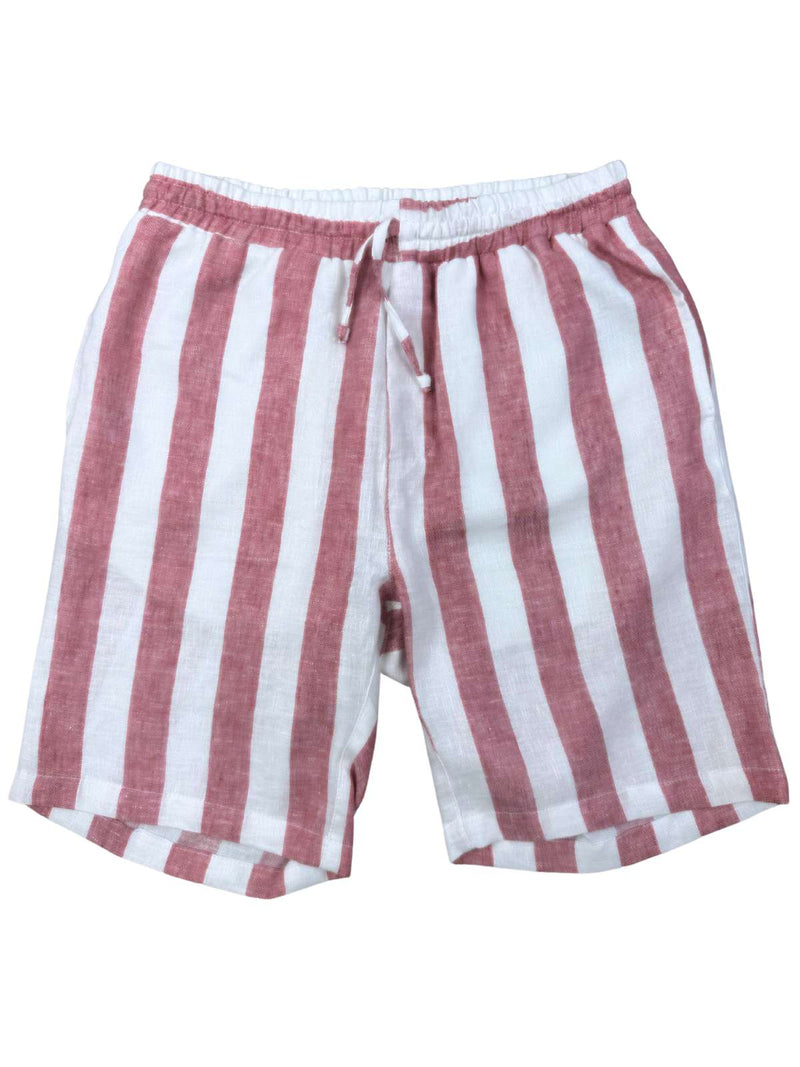 Rio Stripe Linen Short - White/Red