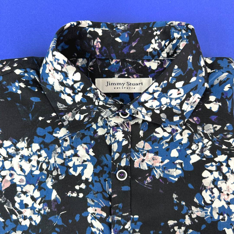 Rolling Stone Abstract Cotton L/S Big Mens Shirt - Black/Blue