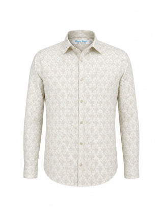 Rome Abstract Cotton L/S Big Mens Shirt - Cream