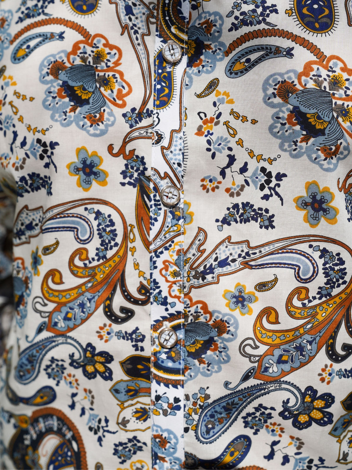 Royale Paisley Cotton L/S Shirt - White/Brown
