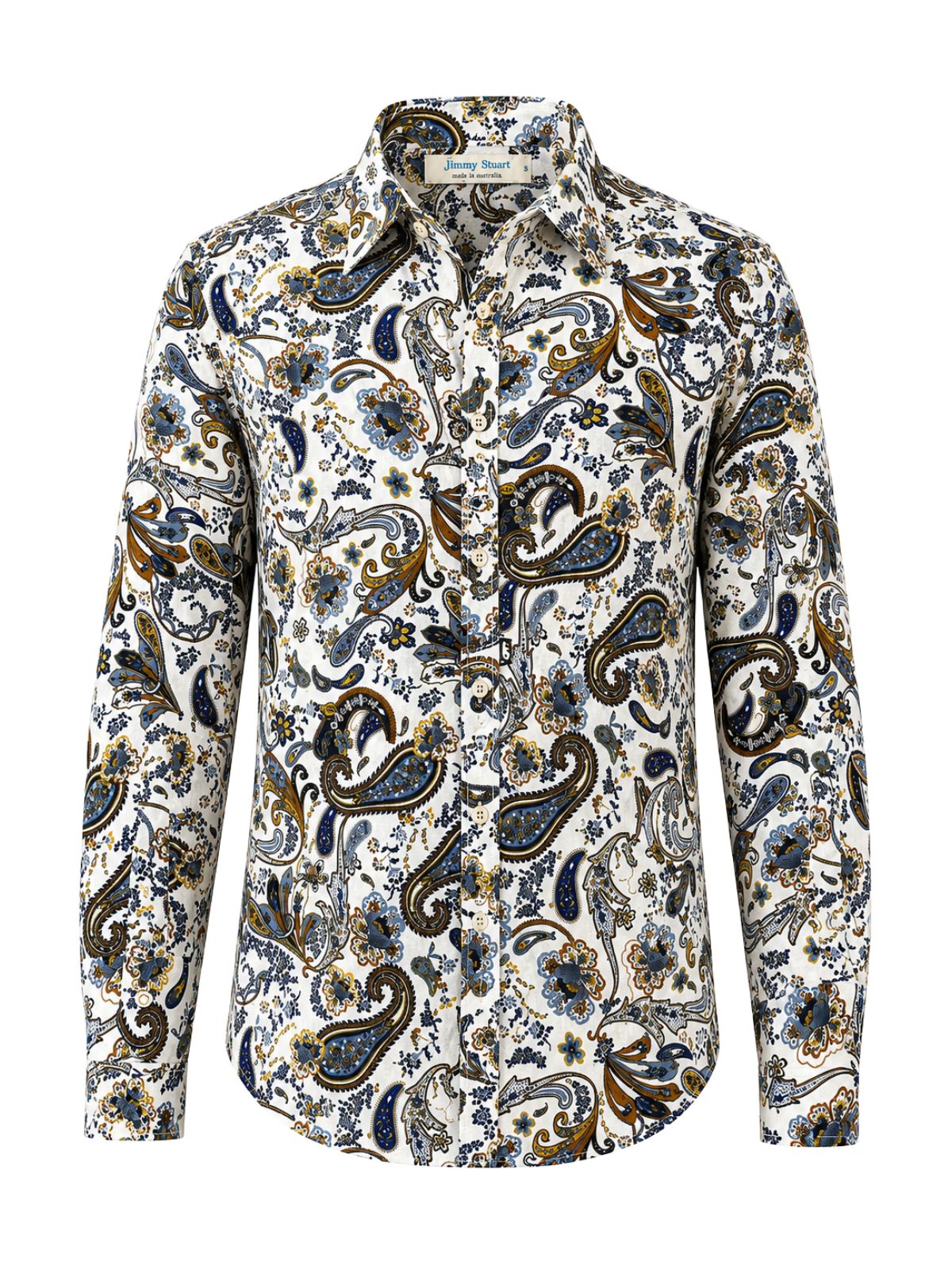 Royale Paisley Cotton L/S Shirt - White/Brown