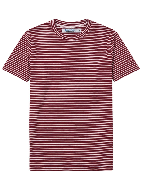 Bermuda Stripe Cotton S/S Tee - Maroon