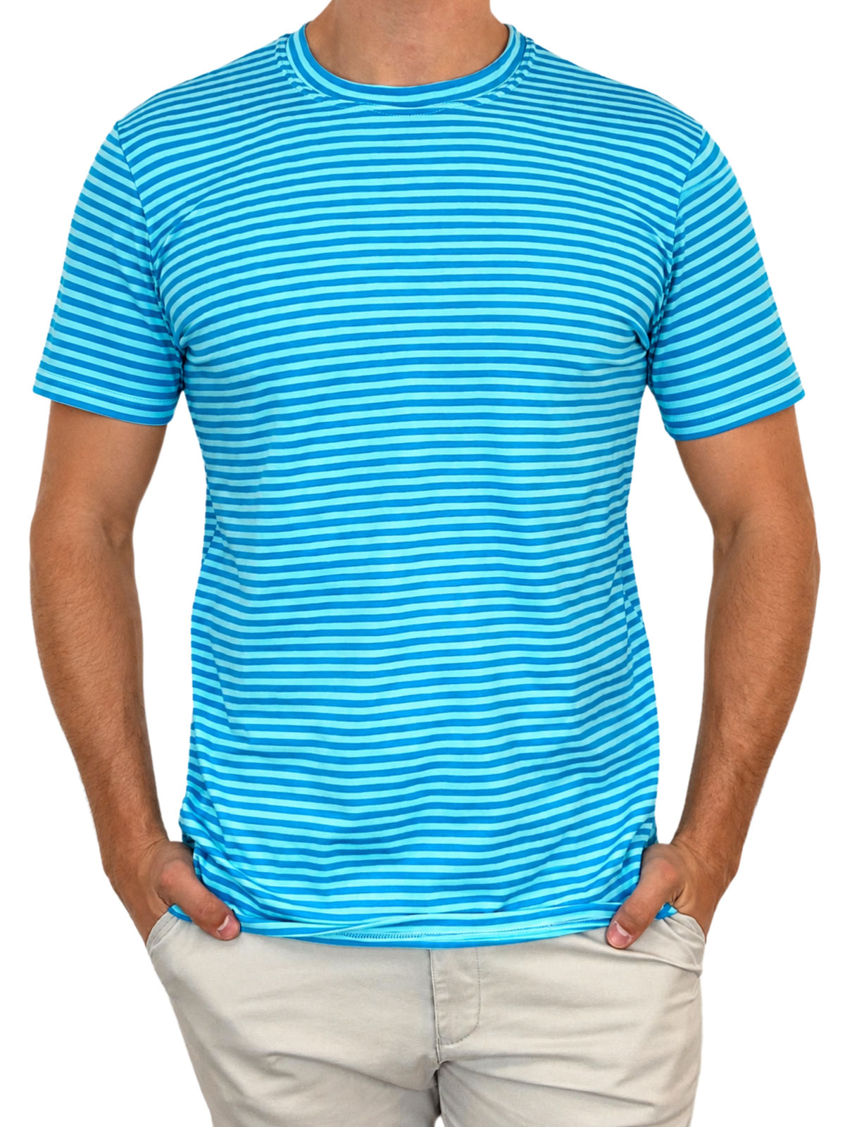Bermuda Stripe Cotton S/S Tee - Aqua