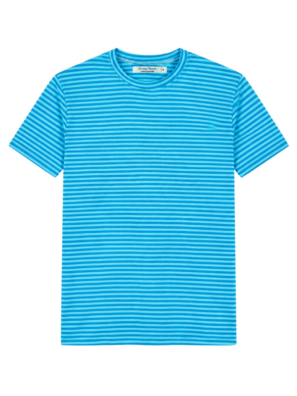 Bermuda Stripe Cotton S/S Tee - Aqua