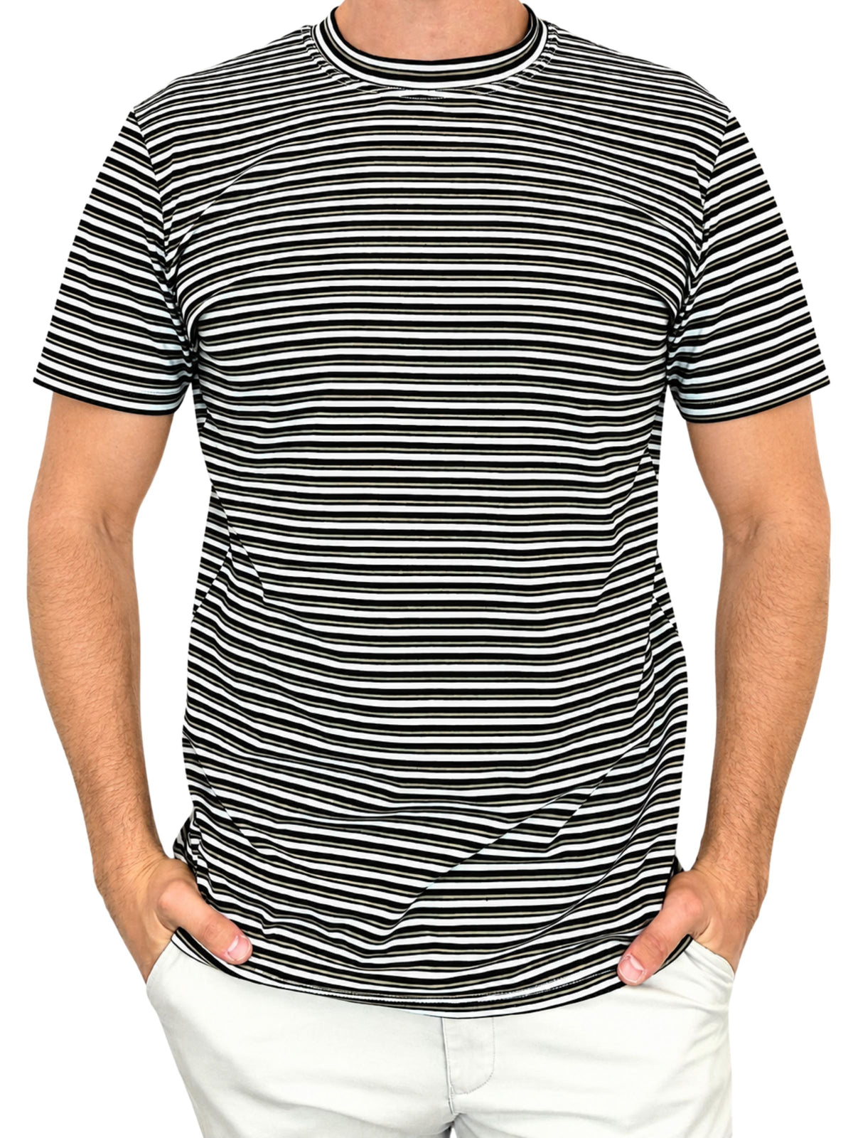 Bermuda Stripe Cotton S/S Tee - Black/Brown
