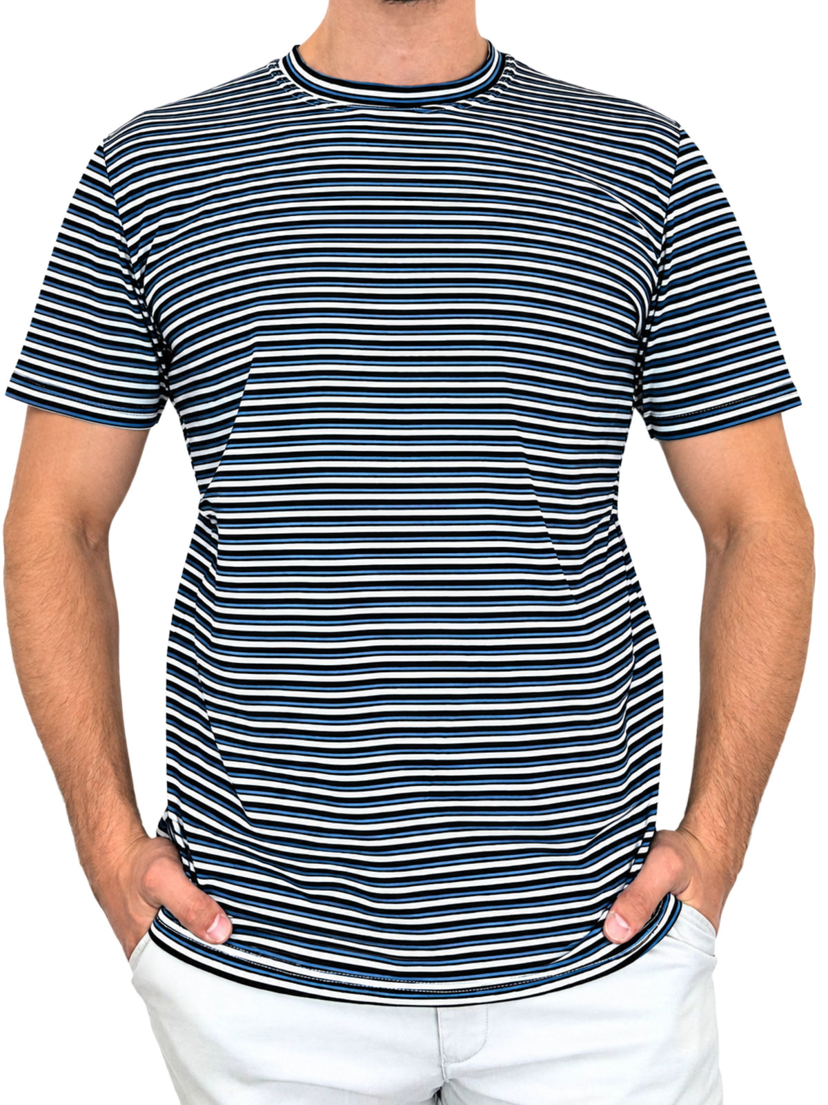 Bermuda Stripe Cotton S/S Tee - Black/Blue