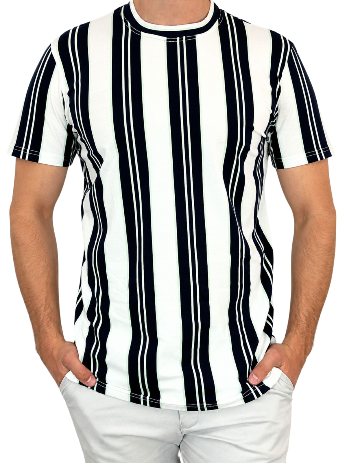 Bermuda Stripe Cotton S/S Tee - Navy/Green