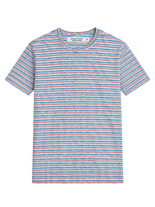 Swiss Stripe Cotton S/S Tee - Grey/Multi
