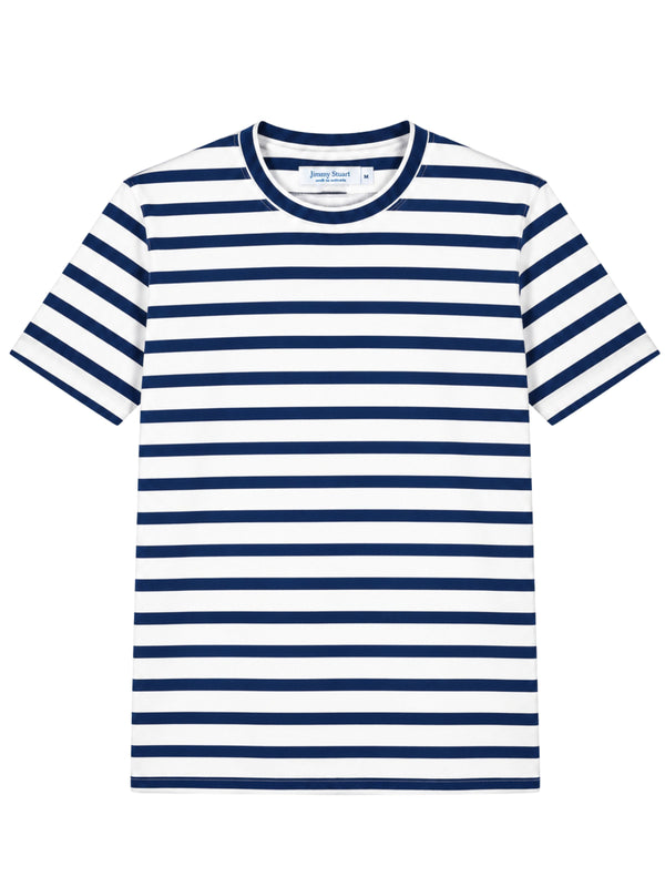 Whistler Stripe Cotton S/S Fleece Jumper - Navy/White