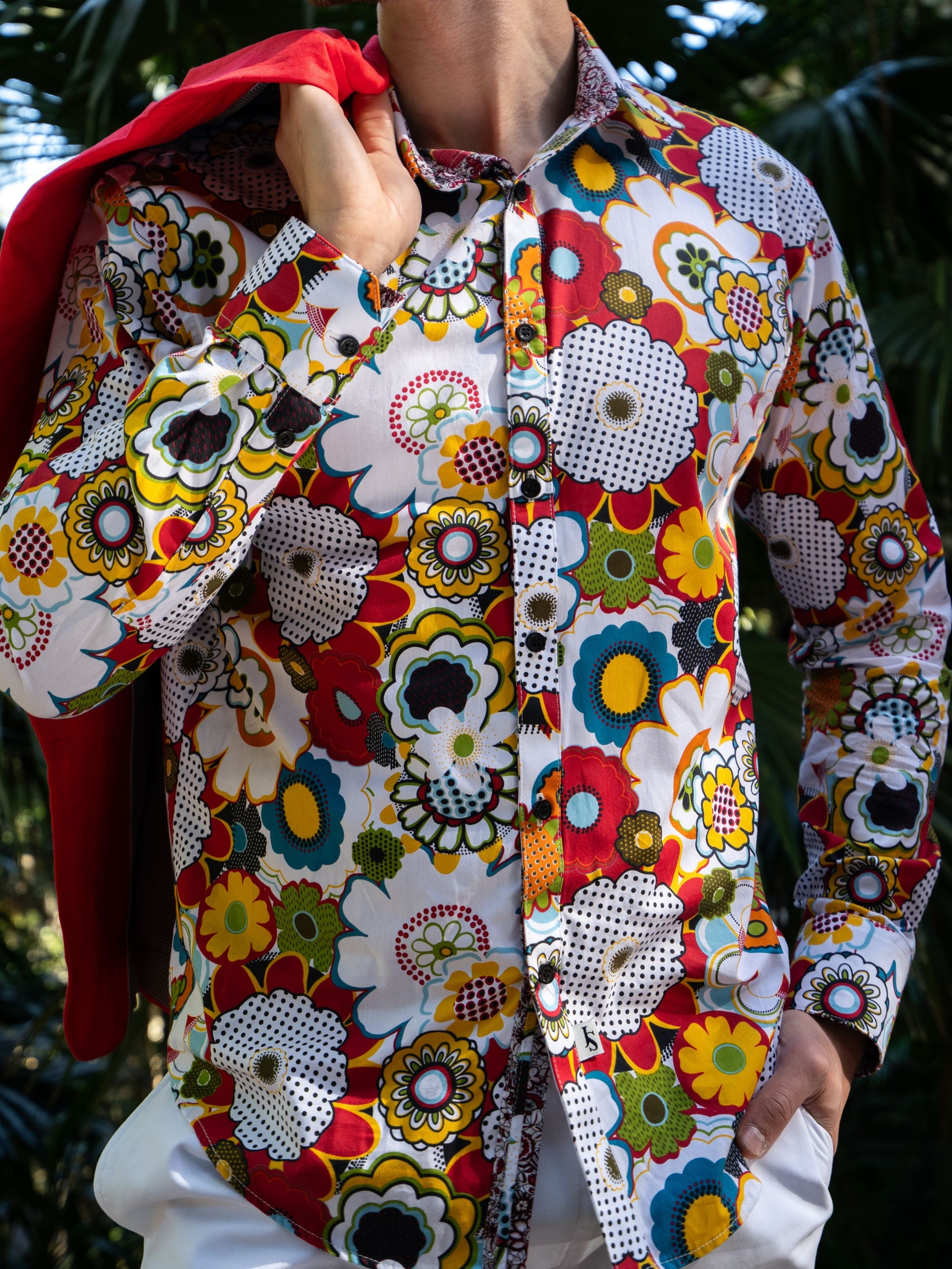 Sunshine Floral Cotton L/S Shirt - White