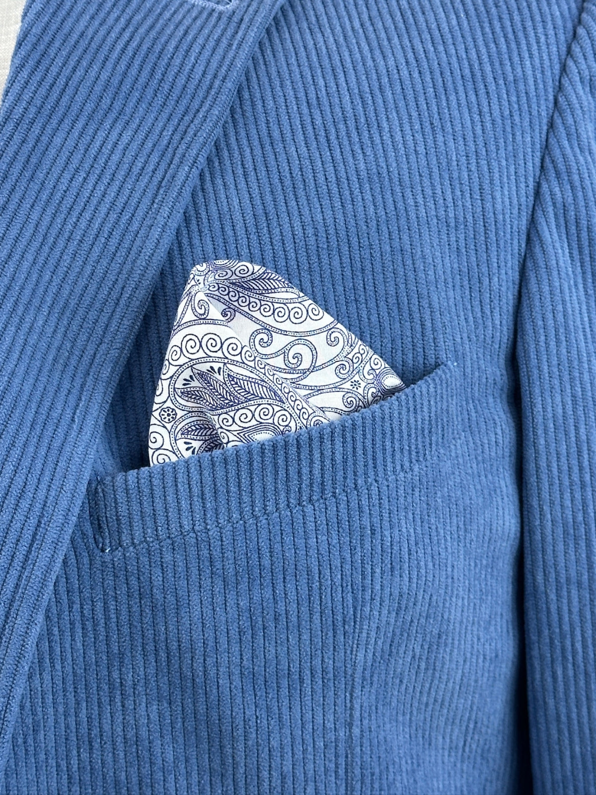 Sapphire Cotton Pocket Square - White/Blue