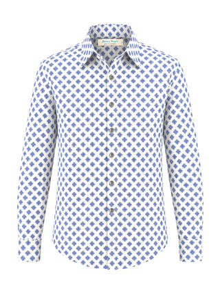 Sapphire Geometric Cotton L/S Shirt - Blue