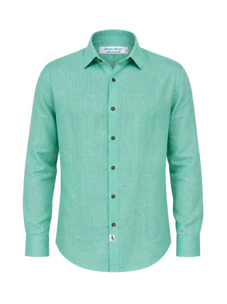 Byron Bay Sea Green Linen L/S Shirt