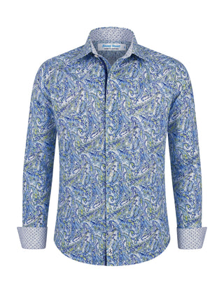 Serpent Paisley Cotton L/S Shirt - Blue