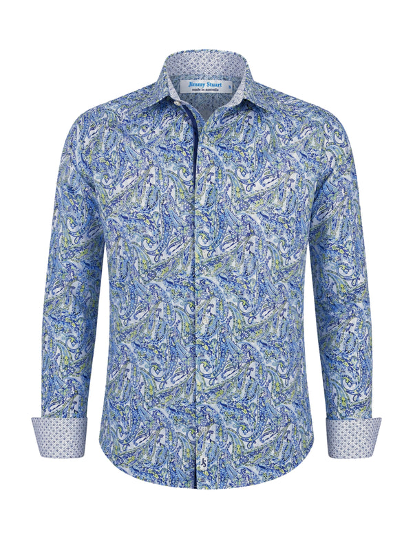 Serpent Paisley Cotton L/S Shirt - Blue