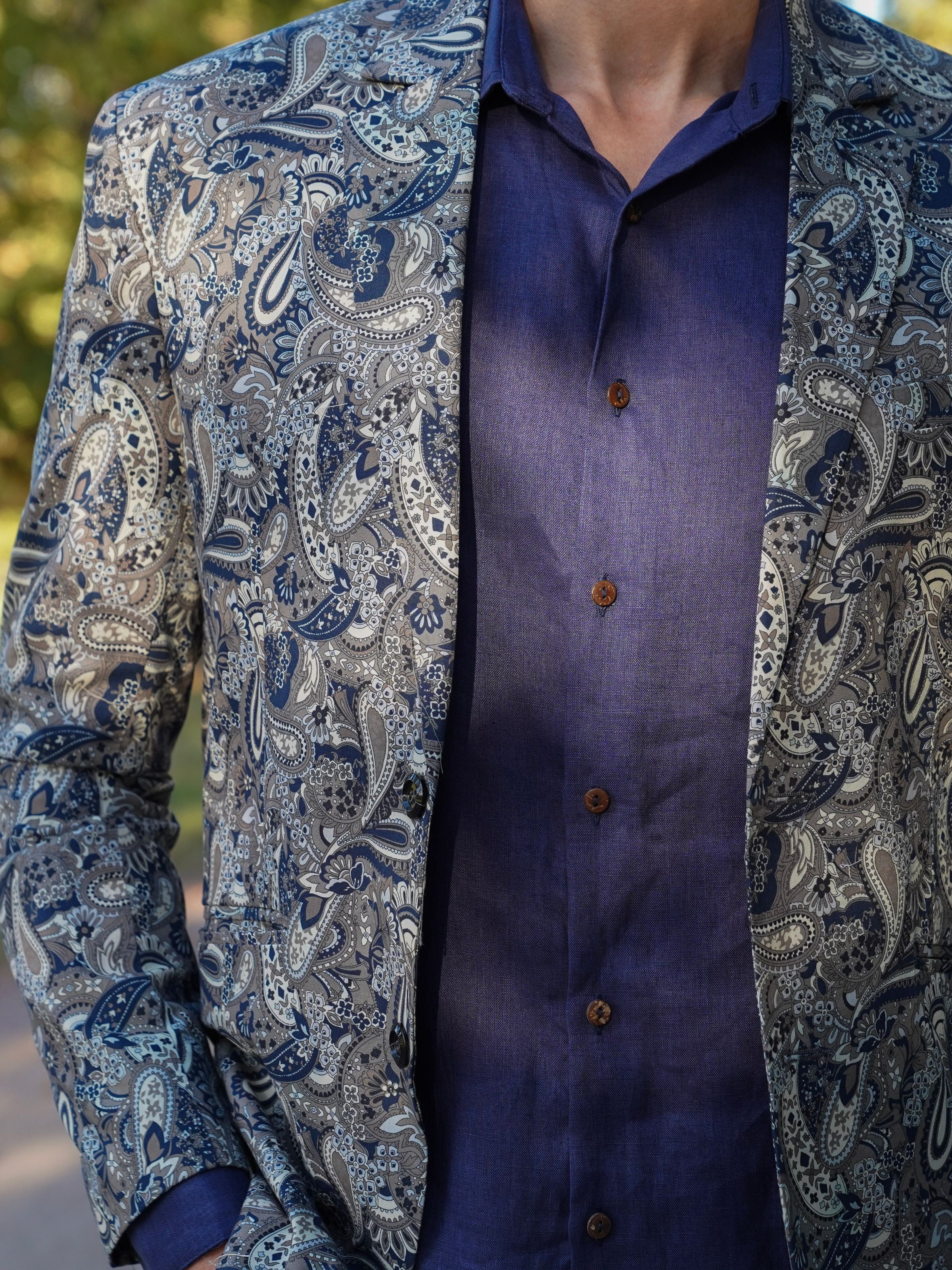 Seville Paisley Cotton Jacket - Grey