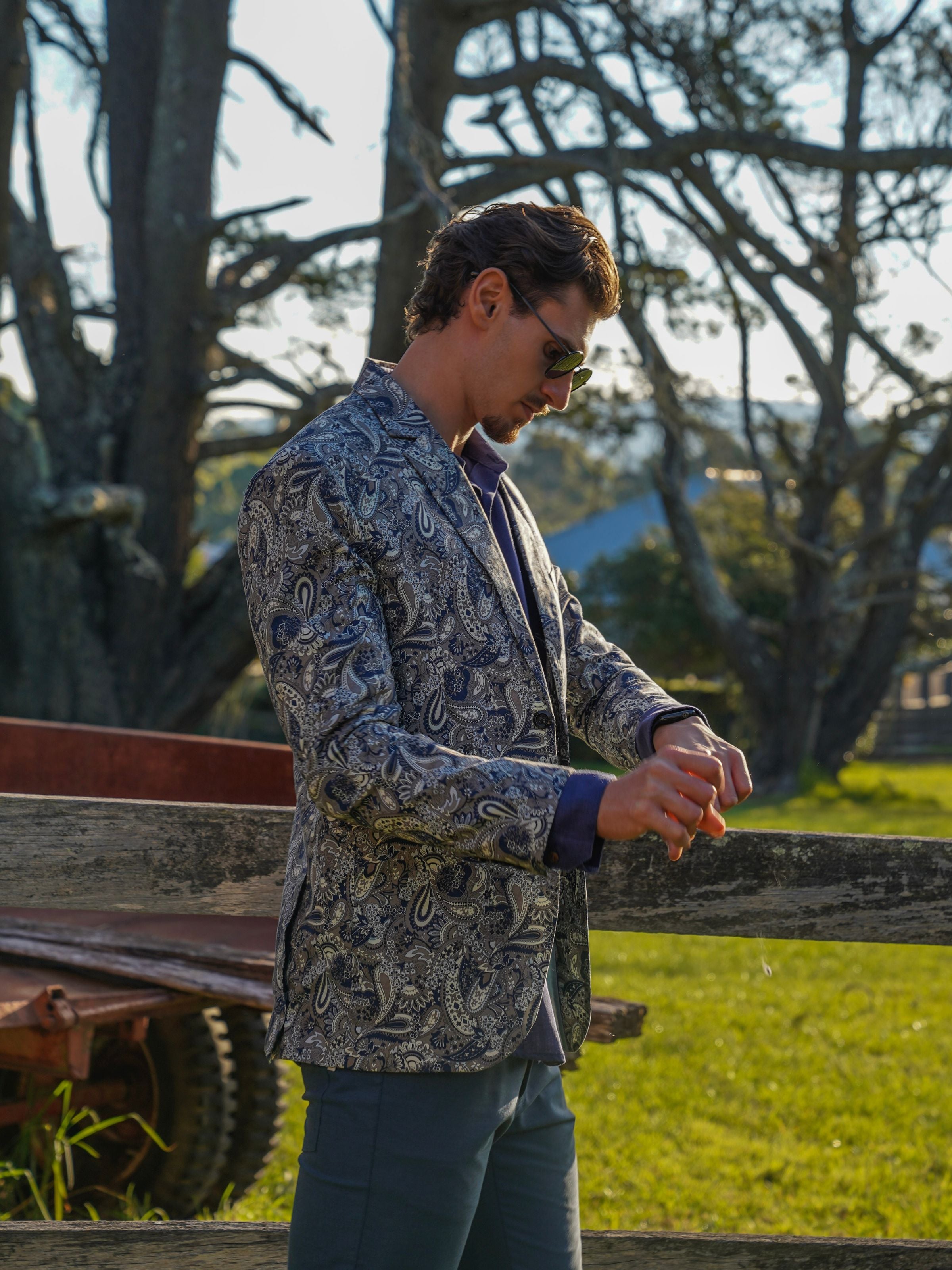 Seville Paisley Cotton Jacket - Grey